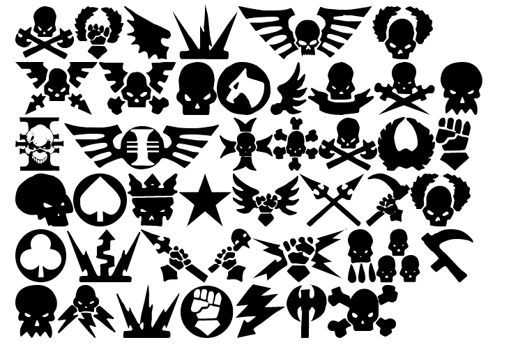 Warhammer 40000 imperial signs, logo and symbols. 